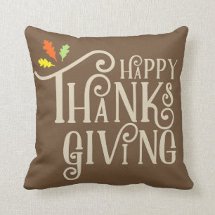 Happy Thanksgiving Fall Leaves Cushion