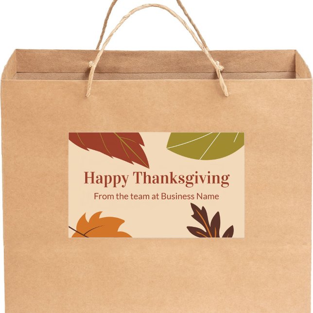 Happy Thanksgiving Fall Leaves From Business Name Rectangular Sticker (Creator Uploaded)