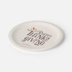 Happy Thanksgiving   Fall Leaves Paper Plate