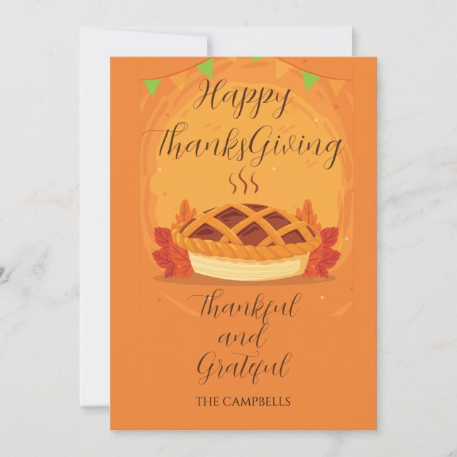 Happy Thanksgiving FALL Pumpkin pie   Holiday Card (Front)