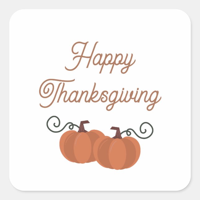 Happy Thanksgiving Fall Pumpkin Square Sticker (Front)