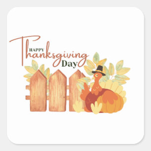happy thanksgiving  fall square sticker
