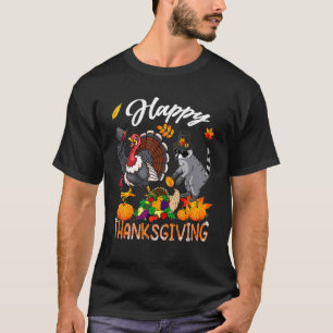 Happy Thanksgiving Fall Turkey Dabbing Racoon Wea T-Shirt