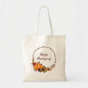 Happy Thanksgiving Fall Wreath Tote Bag