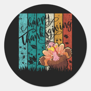Happy Thanksgiving Family Kid Matching Pajama Gift Classic Round Sticker