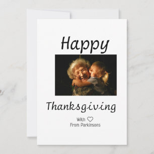 Happy Thanksgiving family name photo black simple Invitation