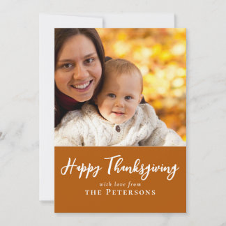 Happy Thanksgiving Family Photo Calligraphy Script Holiday Card