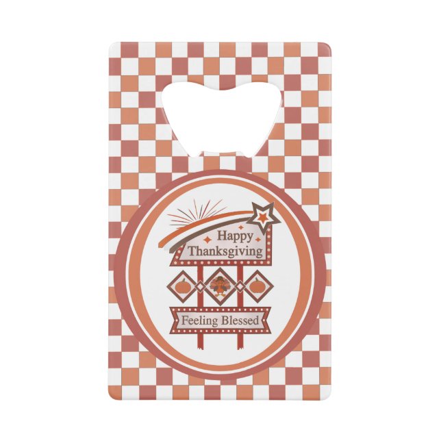 Happy Thanksgiving Feeling Blessed Retro Sign (Front)