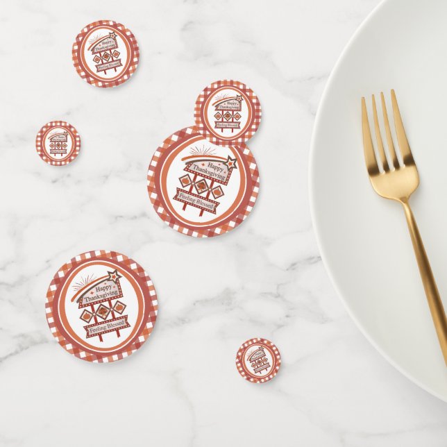 Happy Thanksgiving Feeling Blessed Retro Sign Confetti (Group)