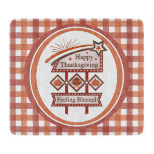 Happy Thanksgiving Feeling Blessed Retro Sign Cutting Board