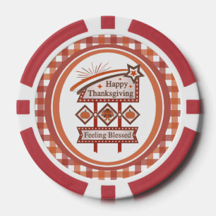 Happy Thanksgiving Feeling Blessed Retro Sign Poker Chips