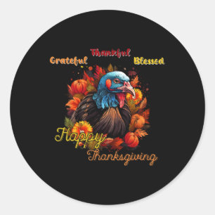 Happy Thanksgiving Festive Feast Turkey Design Tee Classic Round Sticker