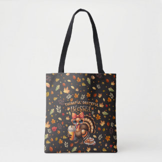 Happy Thanksgiving Festive Turkey Autumn Confetti Tote Bag