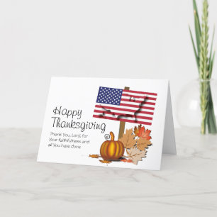 HAPPY THANKSGIVING   Flag of USA Holiday Card