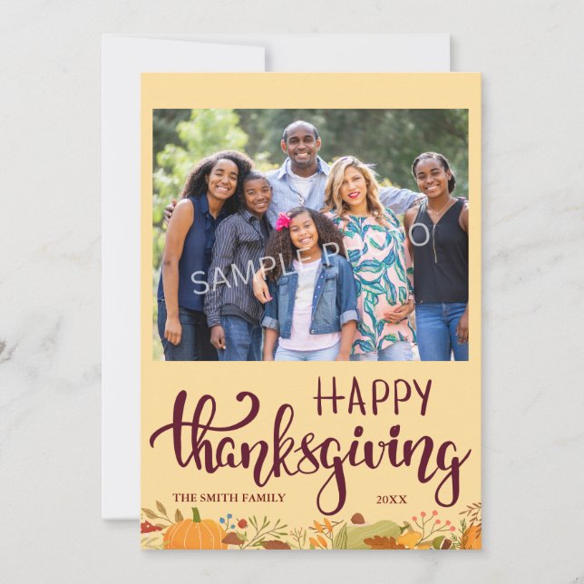 Happy Thanksgiving Flat Holiday Photo Card (Front)