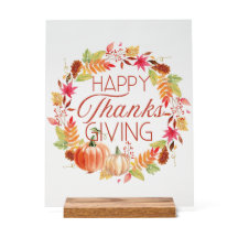 Happy Thanksgiving Floral Fall Wreath