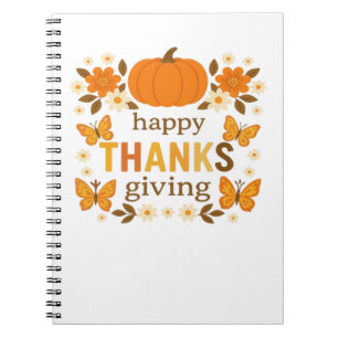 Happy Thanksgiving Floral Pumpkin Classic T-Shirt Notebook