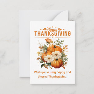happy thanksgiving floral pumpkins holiday card
