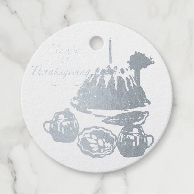 Happy Thanksgiving Foil Favor Tags (Front)