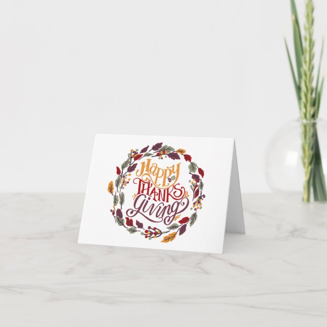 Happy Thanksgiving Folded Holiday Card (Front)