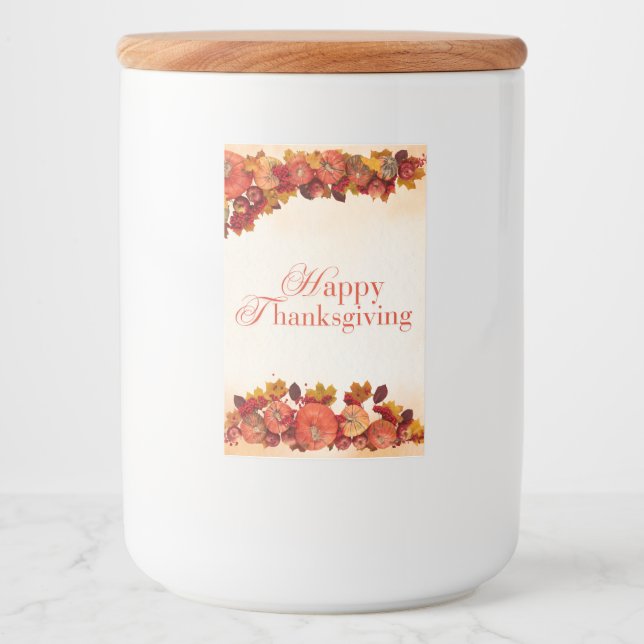 Happy Thanksgiving Food Label (Front)