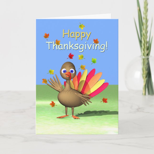 Happy Thanksgiving for Kids - Baby Turkey Holiday Card (Front)