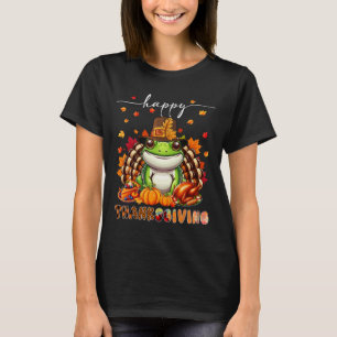 Happy Thanksgiving Frog Costume Turkey Fall Leaves T-Shirt