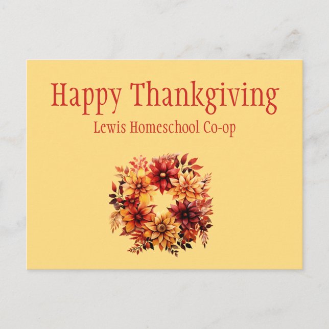 Happy Thanksgiving from Homeschool Co op Postcard (Front)
