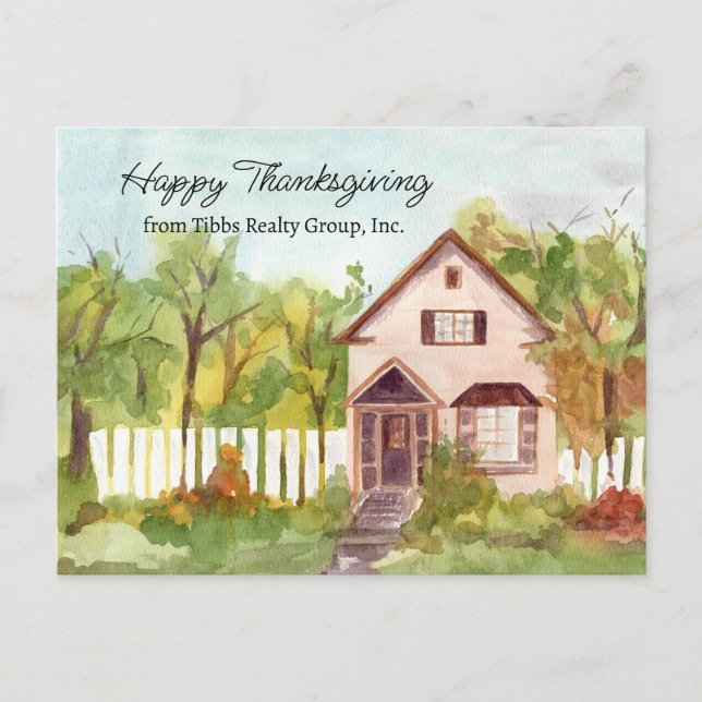 Happy Thanksgiving From Realtor Custom Name Holiday Postcard (Front)