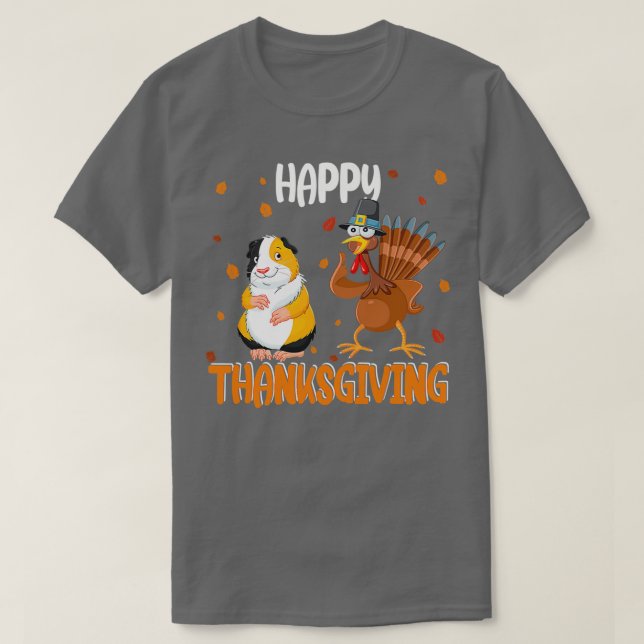 Happy Thanksgiving Funny Guinea Pig  T-Shirt (Design Front)
