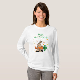 Happy Thanksgiving Funny Rabbit Long Sleeve T-Shirt