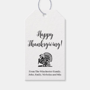 Happy Thanksgiving funny turkey custom script cute Gift Tags