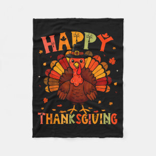 Happy Thanksgiving Funny Turkey Day Family Dinner Fleece Blanket