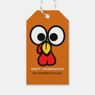 Happy Thanksgiving Funny Turkey Face Gift Tags