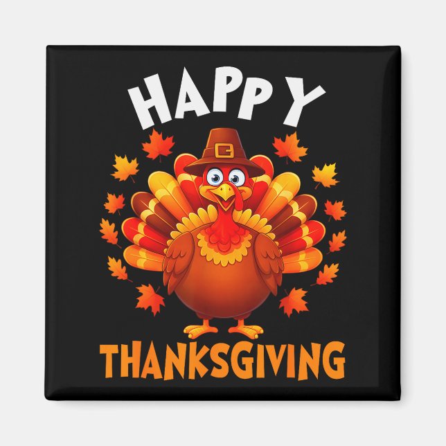 Happy Thanksgiving Funny Turkey Family Dinner Than Magnet (Front)