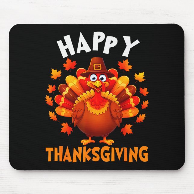 Happy Thanksgiving Funny Turkey Family Dinner Than Mouse Pad (Front)
