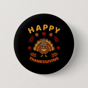 Happy Thanksgiving Funny Turkey Family Men Women  6 Cm Round Badge