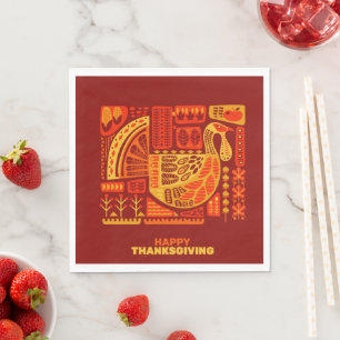 Happy Thanksgiving Geometric Abstract Luncheon Napkin