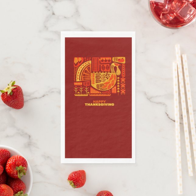Happy Thanksgiving Geometric Abstract Napkin (Insitu)