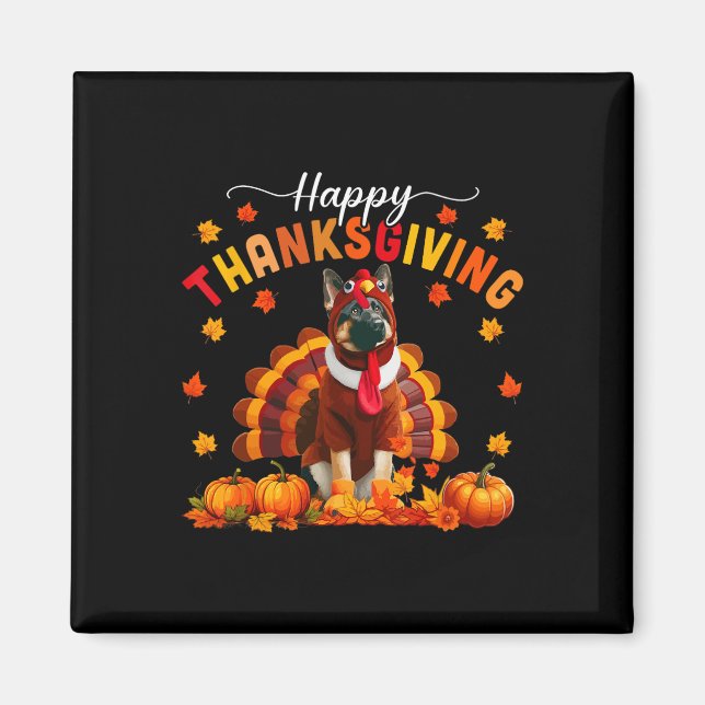 Happy Thanksgiving German Shepherd Cosplay Fall Tu Magnet (Front)