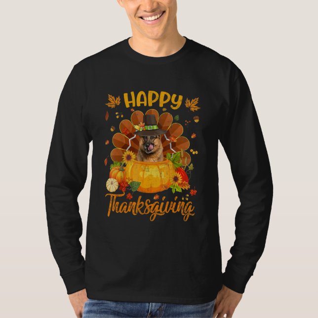 Happy Thanksgiving German Shepherd Dog Turkey Pump T-Shirt (Front)