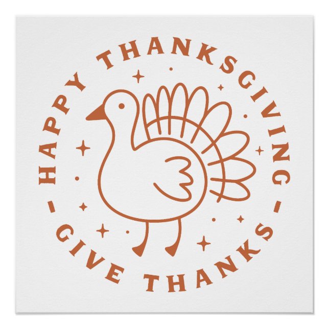 Happy thanksgiving give thanks cute turkey poster (Front)