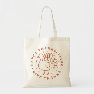 Happy thanksgiving give thanks cute turkey tote bag