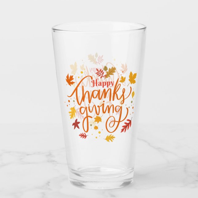 Happy Thanksgiving  Glass (Front)