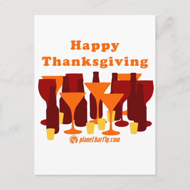 Happy Thanksgiving Glasses Holiday Postcard (Front)