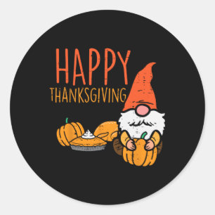 Happy Thanksgiving Gnome Pumpkin Cute Fall Men Wom Classic Round Sticker