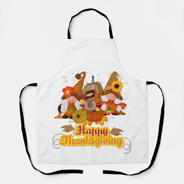 Happy Thanksgiving Gnome Trio Apron (Front)