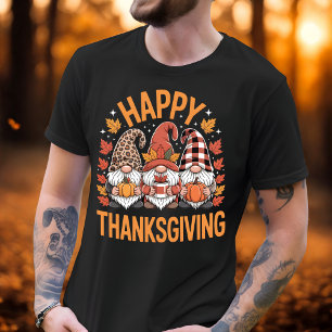 Happy Thanksgiving Gnomes Cute Coffee & Pumpkin  T-Shirt