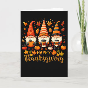 Happy Thanksgiving Gnomes Holding Coffee Cup Pumpk Card