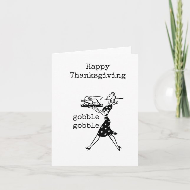 Happy Thanksgiving, Gobble, Bobble, Funny, Card (Front)